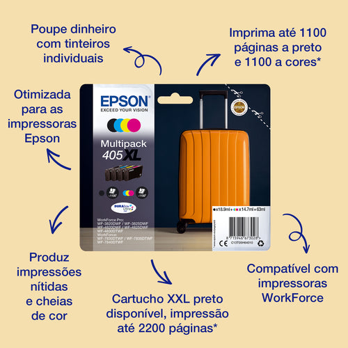 Pack de 4 de cartucho de tinta original Epson 405XL 4 Cores