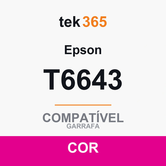 Garrafa de tinta compatível Epson 102/103/104/106/107/T6643/T6733 Magenta