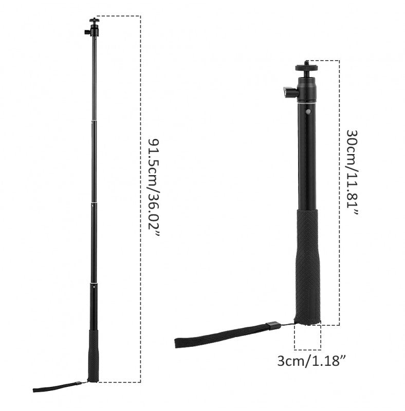 Haste de extensão de bastão de selfie de alumínio (Comprimento 30cm 91.5cm )