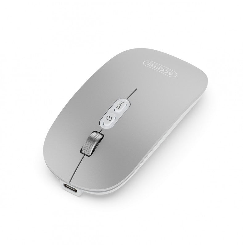 Rato Recarregável Sem Fio Bluetooth 5.2 RGB 2.4GHZ 800/1200/1600 DPI Prata