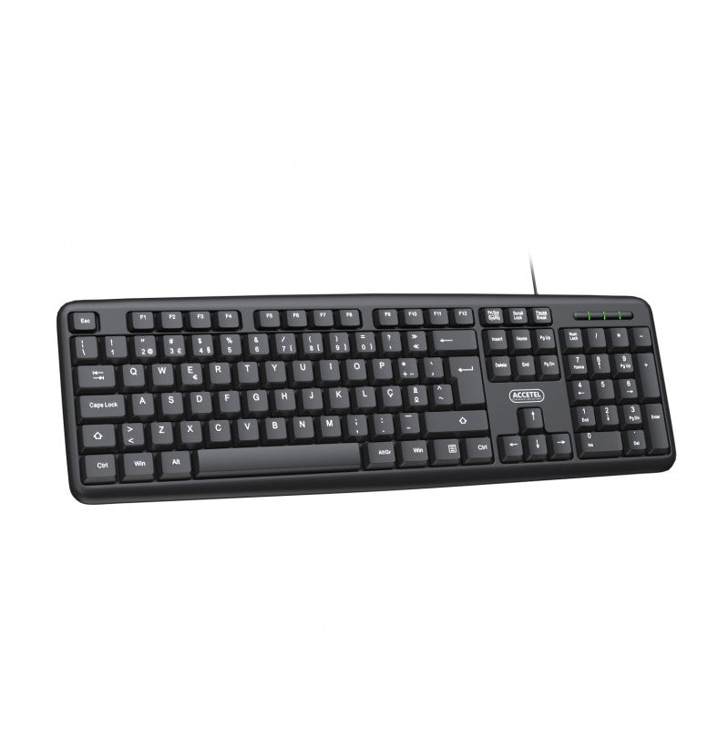 Teclado de Escritório Conector USB Preto (Português)