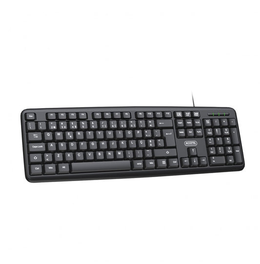 Teclado de Escritório Conector USB Preto (Português)