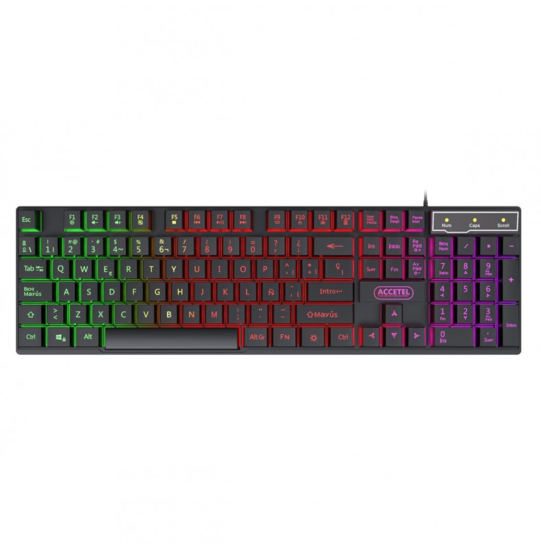 Teclado com Fio de Iluminação RGB Preto