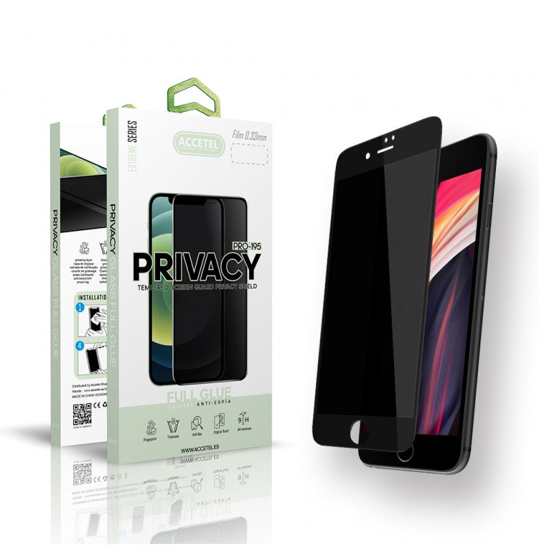 Protetor de Vidro Anti-Espião de Privacidade iPhone SE (2020) / SE (2022) Preto
