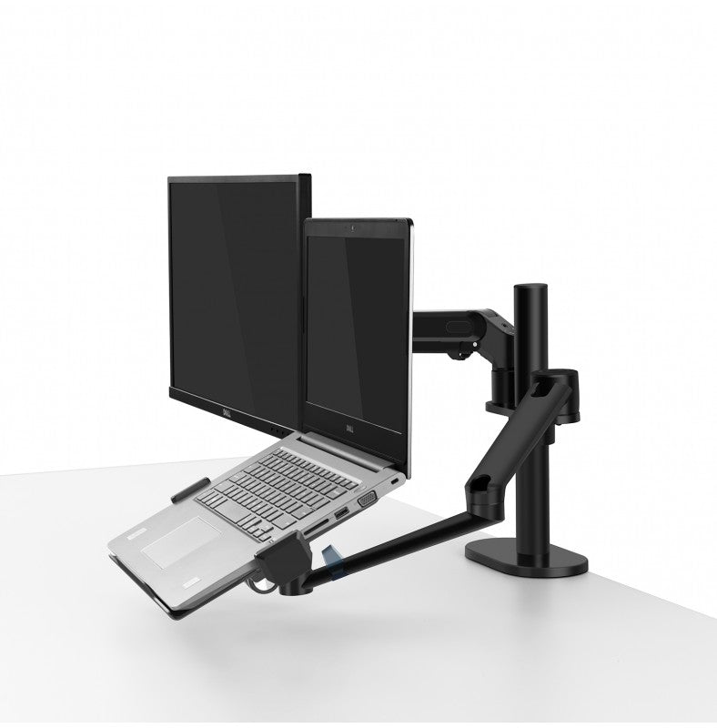 Suporte de alumínio de 2 braços para laptop e monitor máx.32'' preto
